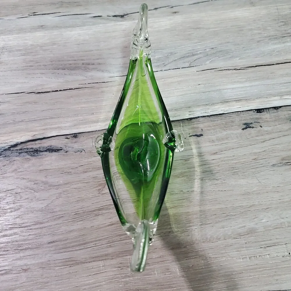 Vintage Art Glass Gondola Boat Green Sommerso Mid Century Italy